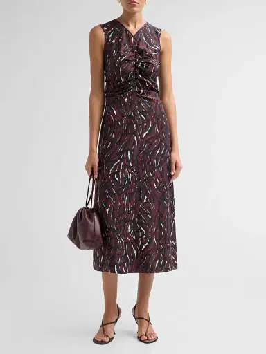 Proenza Schouler White Label Women's Clem Printed Soft Twill Midi Dress | Thumbnail 2 Proenza Schouler White Label Women's Clem Printed Soft Twill Midi Dress | Thumbnail 2