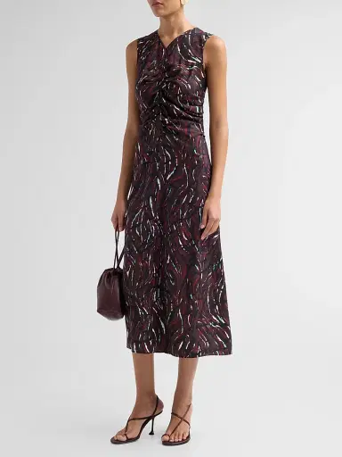 Proenza Schouler White Label Women's Clem Printed Soft Twill Midi Dress | Thumbnail 4 Proenza Schouler White Label Women's Clem Printed Soft Twill Midi Dress | Thumbnail 4