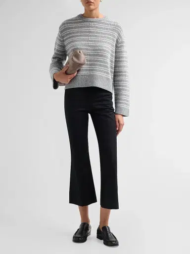 Proenza Schouler White Label Women's Pandora Striped Wool Sweater - Coal Grey | Thumbnail 2 Proenza Schouler White Label Women's Pandora Striped Wool Sweater - Coal Grey | Thumbnail 2
