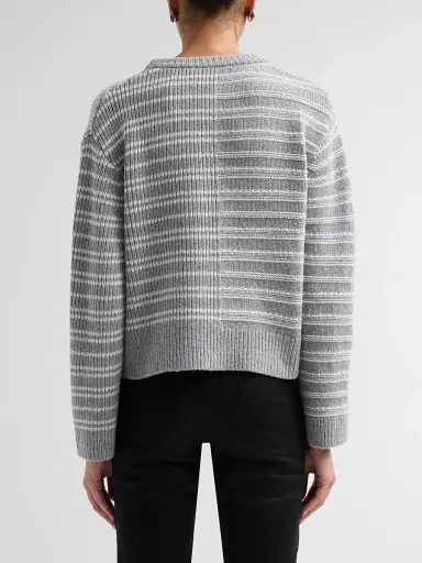 Proenza Schouler White Label Women's Pandora Striped Wool Sweater - Coal Grey | Thumbnail 3 Proenza Schouler White Label Women's Pandora Striped Wool Sweater - Coal Grey | Thumbnail 3