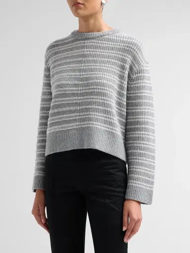 Proenza Schouler White Label Women's Pandora Striped Wool Sweater - Coal Grey | Thumbnail 4 Proenza Schouler White Label Women's Pandora Striped Wool Sweater - Coal Grey | Thumbnail 4