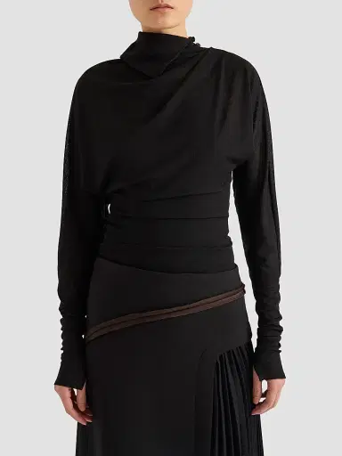 Proenza Schouler Women's Golda Gauzy Jersey Top - Black | Thumbnail 3 Proenza Schouler Women's Golda Gauzy Jersey Top - Black | Thumbnail 3