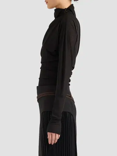 Proenza Schouler Women's Golda Gauzy Jersey Top - Black | Thumbnail 4 Proenza Schouler Women's Golda Gauzy Jersey Top - Black | Thumbnail 4