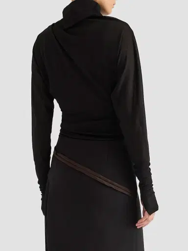 Proenza Schouler Women's Golda Gauzy Jersey Top - Black | Thumbnail 5 Proenza Schouler Women's Golda Gauzy Jersey Top - Black | Thumbnail 5