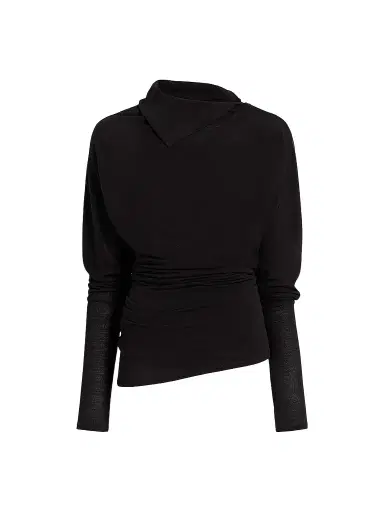 Proenza Schouler Women's Golda Gauzy Jersey Top - Black | Thumbnail 1 Proenza Schouler Women's Golda Gauzy Jersey Top - Black | Thumbnail 1