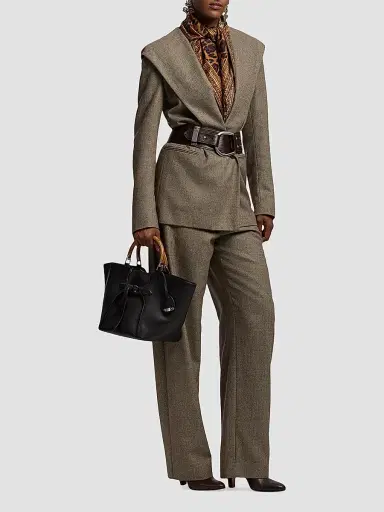 Ralph Lauren Collection Women's Stassie Birdseye Tweed Hooded Blazer - Taupe Multi | Thumbnail 2 Ralph Lauren Collection Women's Stassie Birdseye Tweed Hooded Blazer - Taupe Multi | Thumbnail 2