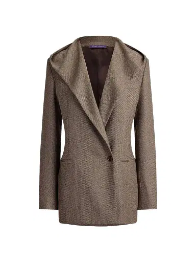 Ralph Lauren Collection Women's Stassie Birdseye Tweed Hooded Blazer - Taupe Multi | Thumbnail 1 Ralph Lauren Collection Women's Stassie Birdseye Tweed Hooded Blazer - Taupe Multi | Thumbnail 1