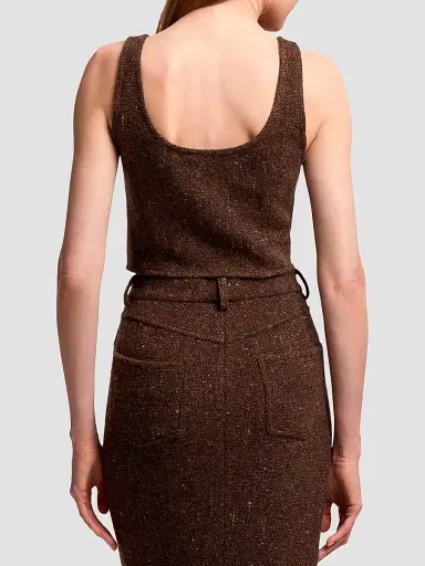 Ralph Lauren Collection Women's Sherry Tweed Sleeveless Top - Brown | Thumbnail 3 Ralph Lauren Collection Women's Sherry Tweed Sleeveless Top - Brown | Thumbnail 3
