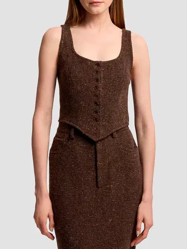 Ralph Lauren Collection Women's Sherry Tweed Sleeveless Top - Brown | Thumbnail 4 Ralph Lauren Collection Women's Sherry Tweed Sleeveless Top - Brown | Thumbnail 4