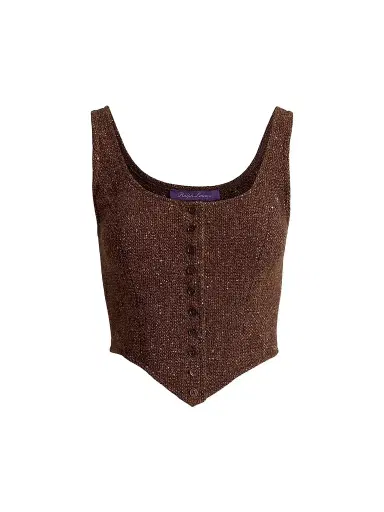 Ralph Lauren Collection Women's Sherry Tweed Sleeveless Top - Brown | Thumbnail 1 Ralph Lauren Collection Women's Sherry Tweed Sleeveless Top - Brown | Thumbnail 1
