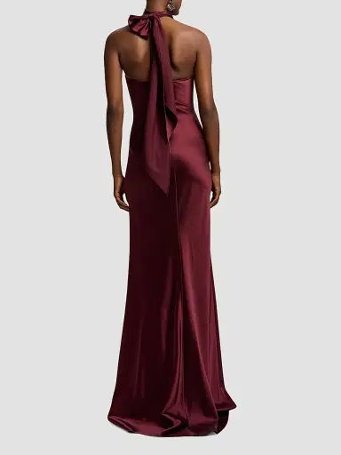 Ralph Lauren Collection Women's Chilton Satin Halter Gown - Red | Thumbnail 3 Ralph Lauren Collection Women's Chilton Satin Halter Gown - Red | Thumbnail 3