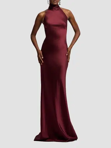 Ralph Lauren Collection Women's Chilton Satin Halter Gown - Red | Thumbnail 4 Ralph Lauren Collection Women's Chilton Satin Halter Gown - Red | Thumbnail 4