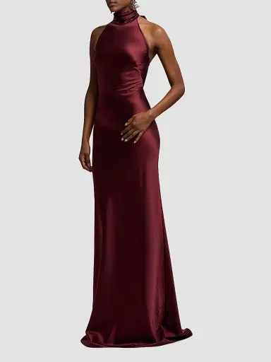 Ralph Lauren Collection Women's Chilton Satin Halter Gown - Red | Thumbnail 5 Ralph Lauren Collection Women's Chilton Satin Halter Gown - Red | Thumbnail 5