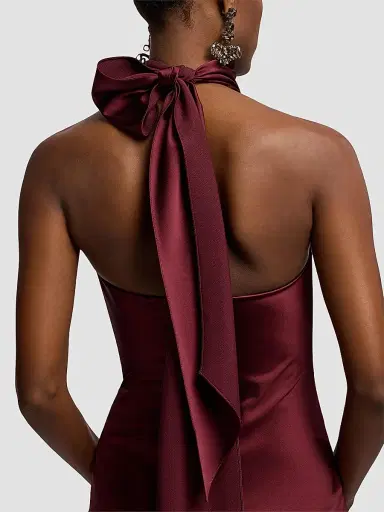 Ralph Lauren Collection Women's Chilton Satin Halter Gown - Red | Thumbnail 6 Ralph Lauren Collection Women's Chilton Satin Halter Gown - Red | Thumbnail 6