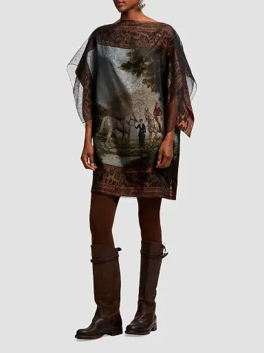 Ralph Lauren Collection Women's Orianne Scenic Twill Tunic Dress - Tan Multi | Thumbnail 5 Ralph Lauren Collection Women's Orianne Scenic Twill Tunic Dress - Tan Multi | Thumbnail 5