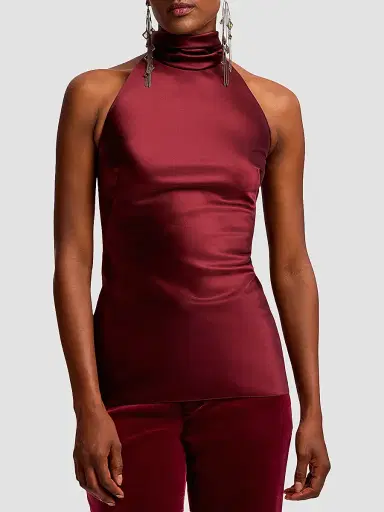 Ralph Lauren Collection Women's Chilton Satin Halter Blouse - Red | Thumbnail 4 Ralph Lauren Collection Women's Chilton Satin Halter Blouse - Red | Thumbnail 4
