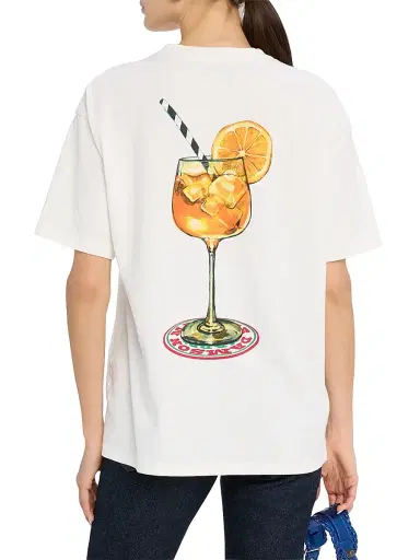Damson Madder Women's Spritz Crewneck Boyfriend T-Shirt - White | Thumbnail 4 Damson Madder Women's Spritz Crewneck Boyfriend T-Shirt - White | Thumbnail 4