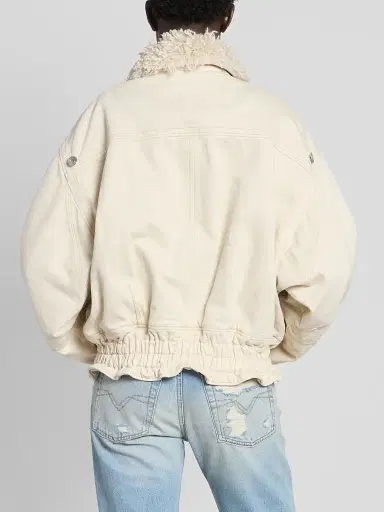 Isabel Marant Women's Valineo Sherpa-Lined Denim Jacket - Ecru | Thumbnail 3 Isabel Marant Women's Valineo Sherpa-Lined Denim Jacket - Ecru | Thumbnail 3
