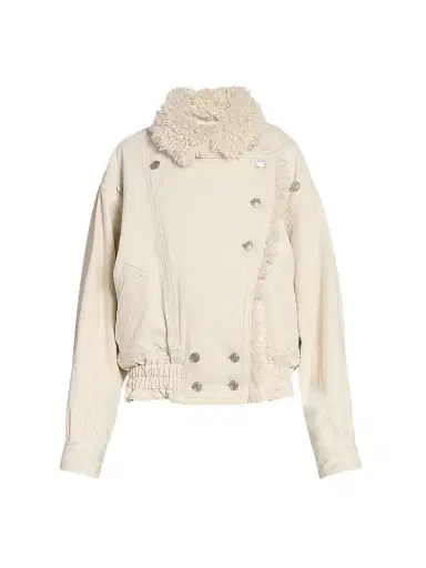 Isabel Marant Women's Valineo Sherpa-Lined Denim Jacket - Ecru | Thumbnail 1 Isabel Marant Women's Valineo Sherpa-Lined Denim Jacket - Ecru | Thumbnail 1