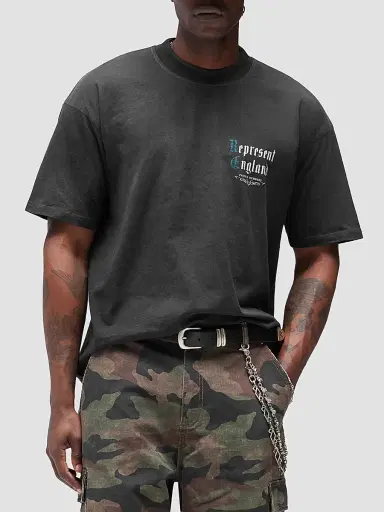 Represent Men's Private Members Cotton-Blend T-Shirt - Stained Black | Thumbnail 4 Represent Men's Private Members Cotton-Blend T-Shirt - Stained Black | Thumbnail 4