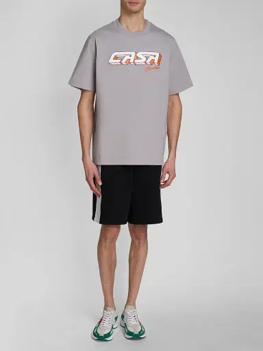 Casablanca Men's Casa Racing 3D Printed Cotton Crewneck T-Shirt | Thumbnail 2 Casablanca Men's Casa Racing 3D Printed Cotton Crewneck T-Shirt | Thumbnail 2