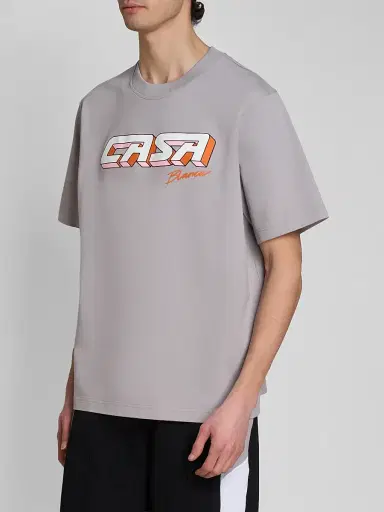 Casablanca Men's Casa Racing 3D Printed Cotton Crewneck T-Shirt | Thumbnail 4 Casablanca Men's Casa Racing 3D Printed Cotton Crewneck T-Shirt | Thumbnail 4