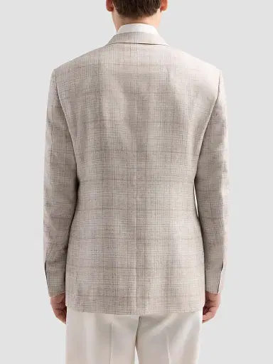 Canali Men's Abstract Plaid Wool-Silk-Linen Sport Coat - Beige | Thumbnail 3 Canali Men's Abstract Plaid Wool-Silk-Linen Sport Coat - Beige | Thumbnail 3