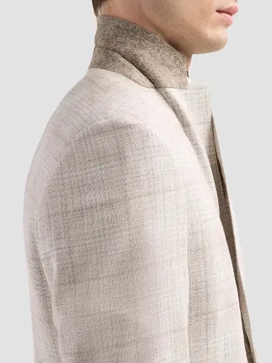 Canali Men's Abstract Plaid Wool-Silk-Linen Sport Coat - Beige | Thumbnail 7 Canali Men's Abstract Plaid Wool-Silk-Linen Sport Coat - Beige | Thumbnail 7