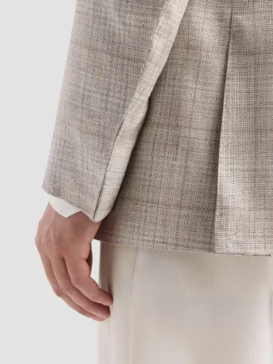 Canali Men's Abstract Plaid Wool-Silk-Linen Sport Coat - Beige | Thumbnail 8 Canali Men's Abstract Plaid Wool-Silk-Linen Sport Coat - Beige | Thumbnail 8