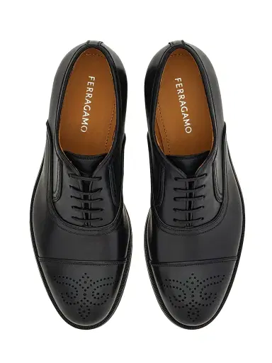 Ferragamo Men's Sebastiano Leather Oxford Brogues - Nero | Thumbnail 3 Ferragamo Men's Sebastiano Leather Oxford Brogues - Nero | Thumbnail 3