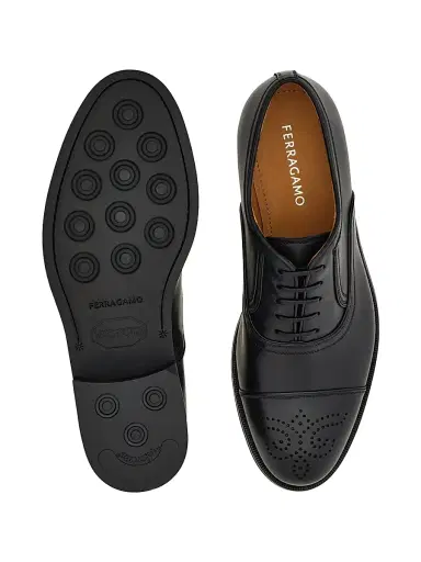 Ferragamo Men's Sebastiano Leather Oxford Brogues - Nero | Thumbnail 5 Ferragamo Men's Sebastiano Leather Oxford Brogues - Nero | Thumbnail 5