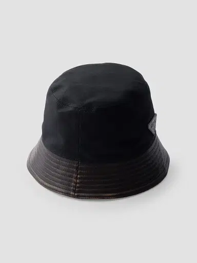 Prada Men's Technical Cotton and Leather Bucket Hat - Black | Thumbnail 3 Prada Men's Technical Cotton and Leather Bucket Hat - Black | Thumbnail 3