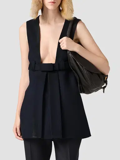 Miu Miu Women's Waxed Double Wool Dress | Thumbnail 3 Miu Miu Women's Waxed Double Wool Dress | Thumbnail 3