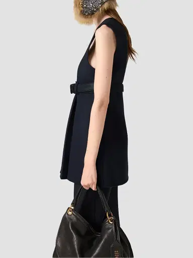 Miu Miu Women's Waxed Double Wool Dress | Thumbnail 4 Miu Miu Women's Waxed Double Wool Dress | Thumbnail 4