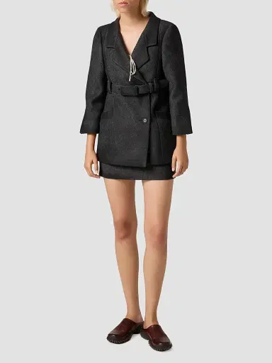 Miu Miu Women's Waxed Double Wool Mini-Skirt | Thumbnail 2 Miu Miu Women's Waxed Double Wool Mini-Skirt | Thumbnail 2