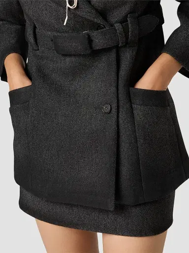 Miu Miu Women's Waxed Double Wool Mini-Skirt | Thumbnail 5 Miu Miu Women's Waxed Double Wool Mini-Skirt | Thumbnail 5