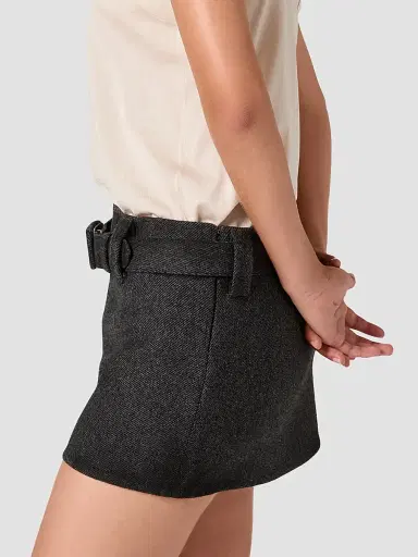 Miu Miu Women's Waxed Double Wool Mini-Skirt | Thumbnail 6 Miu Miu Women's Waxed Double Wool Mini-Skirt | Thumbnail 6