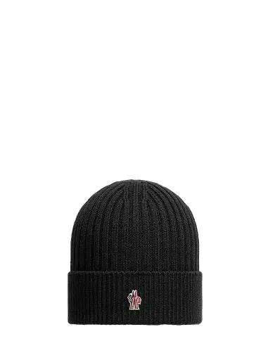 Moncler Grenoble Men's Beanie Hat in Wool - Black | Thumbnail 1 Moncler Grenoble Men's Beanie Hat in Wool - Black | Thumbnail 1