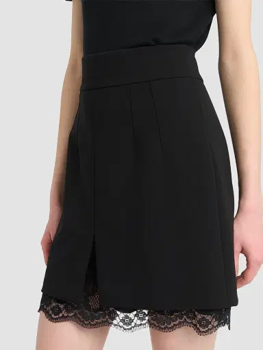 Dolce & Gabbana Women's Lace-Hemmed Wool Mini Skirt - Black | Thumbnail 5 Dolce & Gabbana Women's Lace-Hemmed Wool Mini Skirt - Black | Thumbnail 5