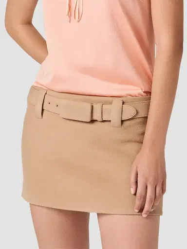 Miu Miu Women's Waxed Double Wool Mini-Skirt | Thumbnail 2 Miu Miu Women's Waxed Double Wool Mini-Skirt | Thumbnail 2