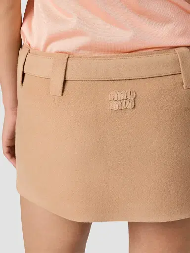 Miu Miu Women's Waxed Double Wool Mini-Skirt | Thumbnail 5 Miu Miu Women's Waxed Double Wool Mini-Skirt | Thumbnail 5