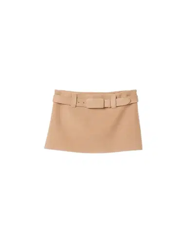Miu Miu Women's Waxed Double Wool Mini-Skirt | Thumbnail 1 Miu Miu Women's Waxed Double Wool Mini-Skirt | Thumbnail 1