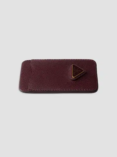 Prada Women's Saffiano Leather Card Holder - Dark Red | Thumbnail 2 Prada Women's Saffiano Leather Card Holder - Dark Red | Thumbnail 2