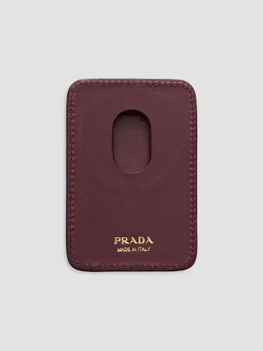 Prada Women's Saffiano Leather Card Holder - Dark Red | Thumbnail 3 Prada Women's Saffiano Leather Card Holder - Dark Red | Thumbnail 3
