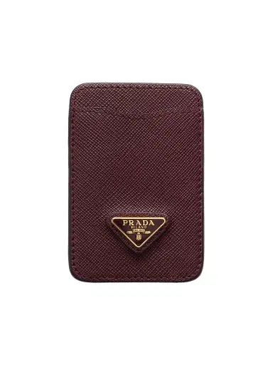 Prada Women's Saffiano Leather Card Holder - Dark Red | Thumbnail 1 Prada Women's Saffiano Leather Card Holder - Dark Red | Thumbnail 1