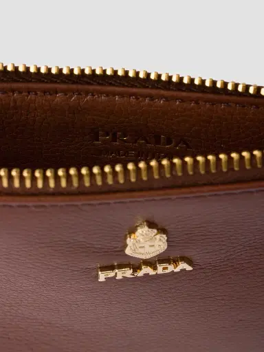 Prada Women's Leather Card Holder - Brown | Thumbnail 2 Prada Women's Leather Card Holder - Brown | Thumbnail 2