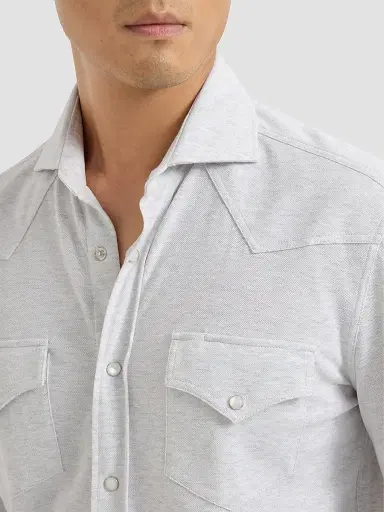 Brunello Cucinelli Men's Cotton Piqué Western Shirt - Pearl - Size XXXXL | Thumbnail 5 Brunello Cucinelli Men's Cotton Piqué Western Shirt - Pearl - Size XXXXL | Thumbnail 5