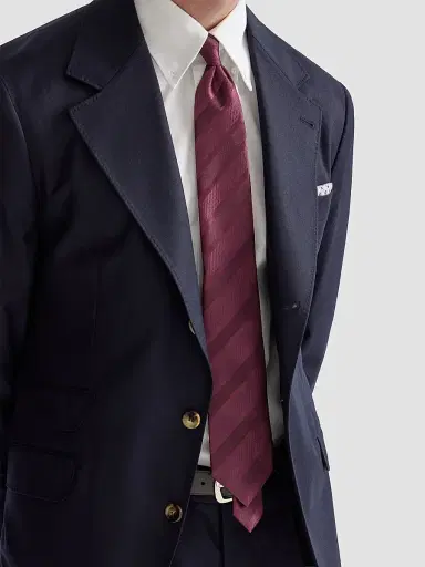 Brunello Cucinelli Men's Textured Tone-on-Tone Stripe Silk Tie | Thumbnail 2 Brunello Cucinelli Men's Textured Tone-on-Tone Stripe Silk Tie | Thumbnail 2