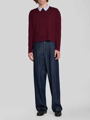 Jil Sander Men's Contrast Collar Wool Sweater | Thumbnail 2 Jil Sander Men's Contrast Collar Wool Sweater | Thumbnail 2