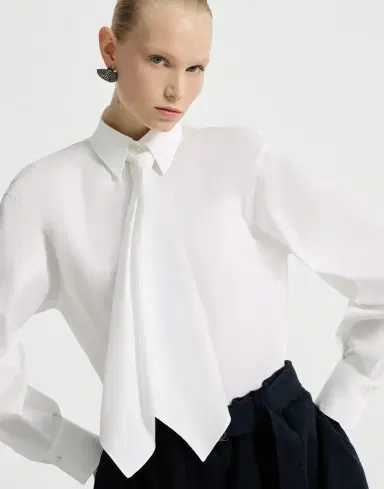 Brunello Cucinelli Shirt with tie and monili | Thumbnail 5 Brunello Cucinelli Shirt with tie and monili | Thumbnail 5